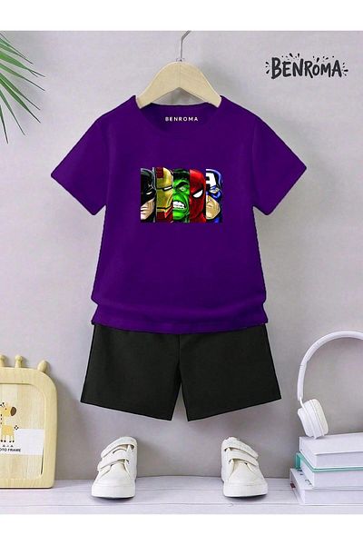 BENROMA Unisex Kids Shorts Set - Character Printed