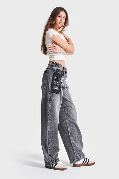 its basic Dámská kouřová barva 2S5-73 100% bavlna Kapesní džíny Baggy Fit