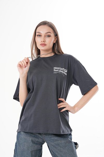 ŞİMAL Γυναικείο μπλουζάκι Crew Neck Oversize - Λεπτομέρεια εκτύπωσης στην πλάτη 250101