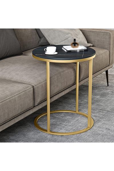 Generic Modern Round Marble Wood Side Tables and Bedside Tables