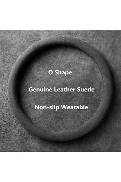 Choice أغطية عجلة قيادة السيارة على شكل حرف O مصنوعة من جلد البقر المدبوغ بال...