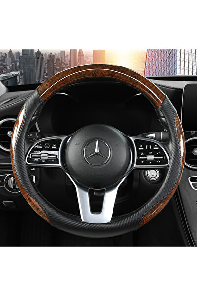 Choice غطاء عجلة قيادة السيارة بني 2023 جديد متقدم بسيط من خشب الخوخ غير قابل...