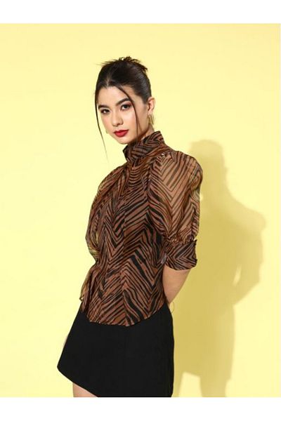Kassually By Styli All Over Print Puff Sleeves Top with Camisole