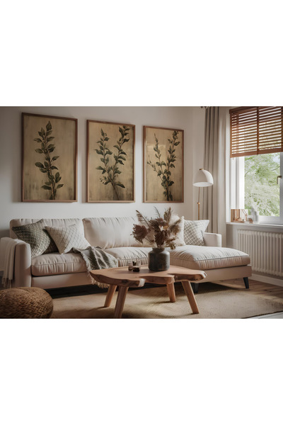 ARTCASTLE Set de 3 tablouri cu ramă din lemn, model copac