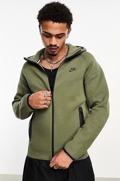 Nike Технически полар с цип Windrunner - зелен, с качулка, унисекс, каки, ​​зелено