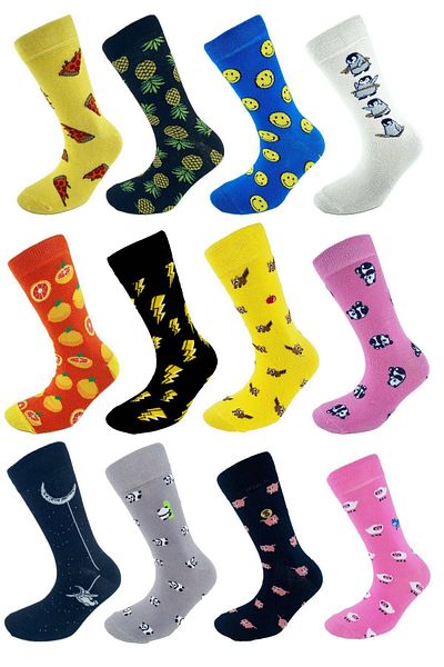 Socks Tunnel Унисекс комплект от 12 цветни чорапи с различни шарки