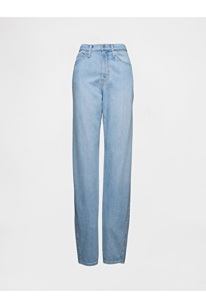 GAP Kadın Mavi UltraSoft High Rise Barrel Jean Pantolon