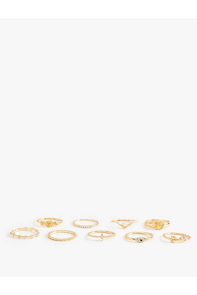 Koton Pearl and Stone Detailed Ring Set