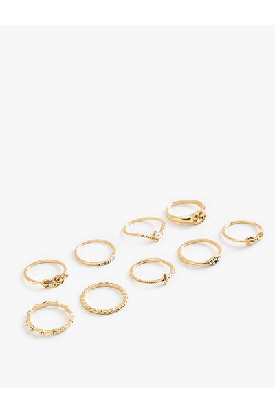 Koton Pearl and Stone Detailed Ring Set