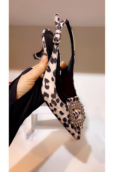 PUNTO ARME CITY PUNTO AC 575017   - Pantofi casual cu toc mic cu cataramă de piatră cu model leopard