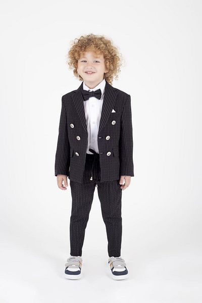 Magu Children's Black Striped Tuxedo Set - 3-12 Years |   Fashionable and Comfortable Special Day Combo