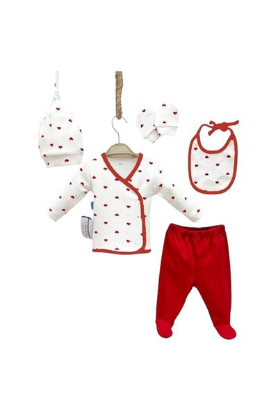 BYS TİCARET 5-Piece Luxury Baby Girl Hospital Discharge Set / Newborn Baby Girl Outfit / Newborn Baby Girl Gift