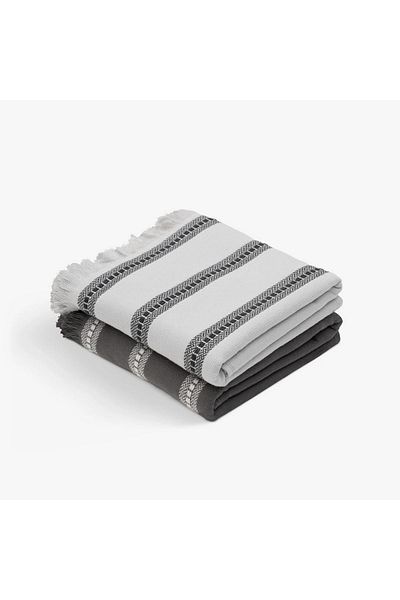 Green Black Neva Grey/Anthracite 100% Cotton 2 Piece Towel Set 50X70 cm