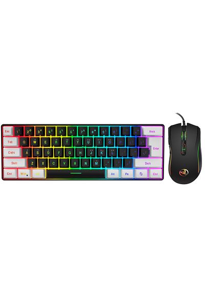 Choice black New 61keys Wired White Black Keyboard RGB Gaming Mouse Office Kit Backlight Keyboard and Mouse