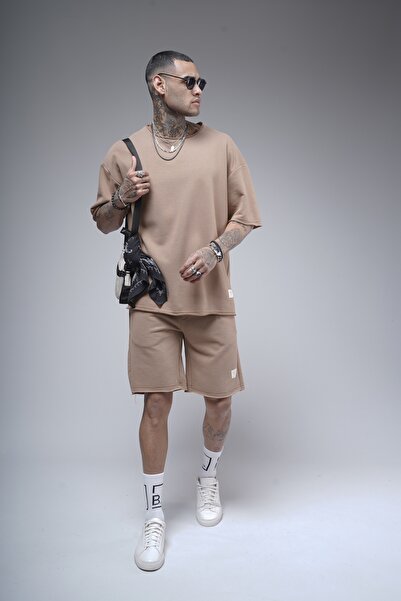 Butik Trend We Crew Neck Brushed 3 Thread Fabric Oversize Fit T-Shirt Shorts Set