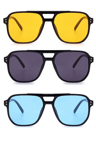 LUPİX Women's Men's Colorful Glass Unisex Set of 3 Sunglasses