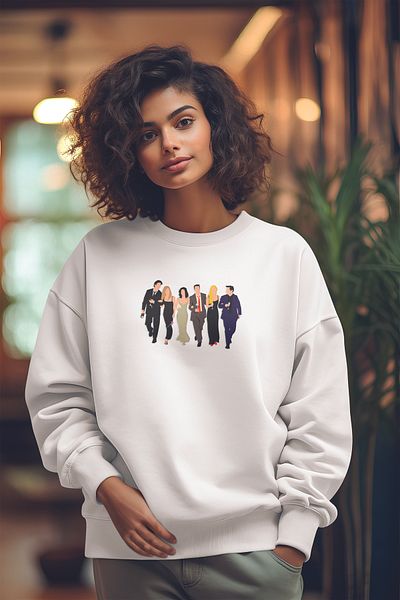 qoeuyl boutique Φούτερ Unisex με λαιμόκοψη με λαιμόκοψη με στάμπα Friends Lover, Wife, Special Day Gift