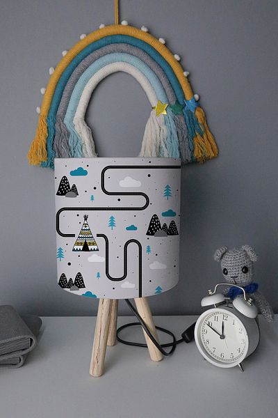 BelezaHome Gray Blue Tent Road Decorative Children's Room Lampshade