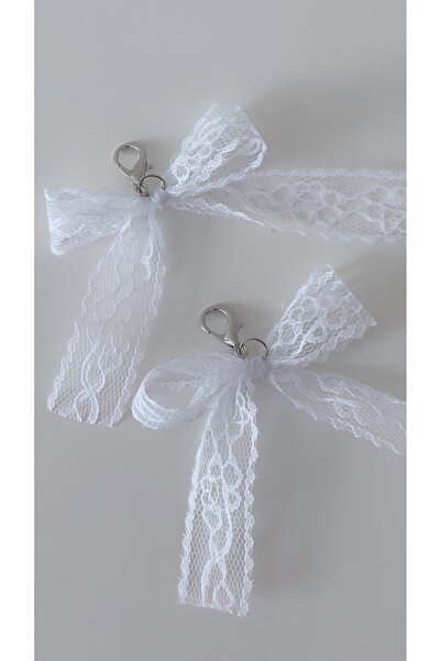 Âlâ Atelier 1 çift beyaz dantel fiyonlu ayakkabı charmı, spor ayakkabı charmı...