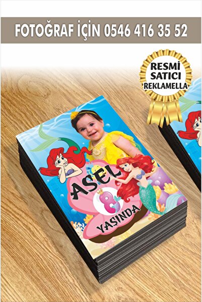 reklamatolye Kişiye Özel Resimli Doğum Günü Magneti Deniz Kızı Temalı 7x5 Cm ...