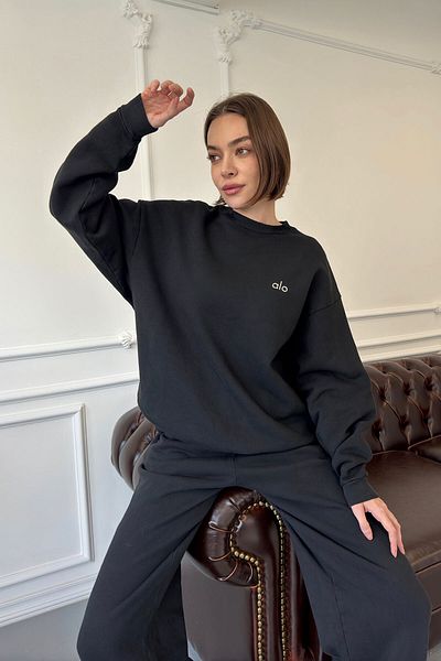 MAGARDE Black Crew Neck Design Sweatshirt