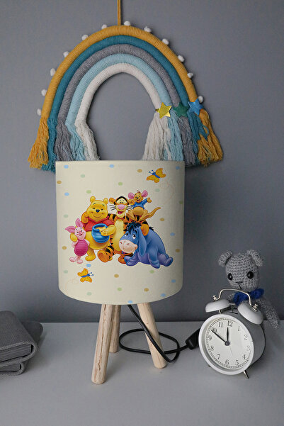 BelezaHome Sarı Mavi Winnie The Pooh Dekoratif Çocuk Odası Abajur