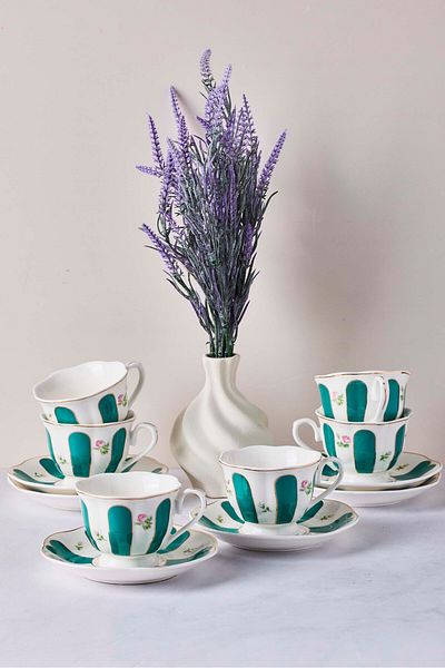 Perotti Beyoğlu 12-Piece Porcelain Coffee Set for 6 People