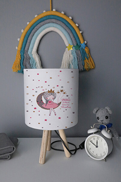 BelezaHome فتاة على القمر الأبيض ديكور غرفة الأطفال عاكس الضوء