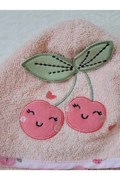 Alpar Tekstil Outlet 100% Cotton Soft Hooded Girl's Bathrobe Pink/Cherry