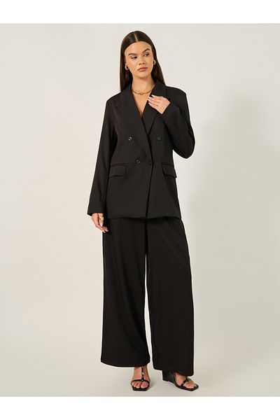 Styli Double Breasted Notch Lapel Neck Longline Blazer