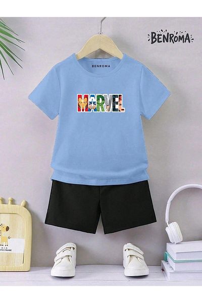 BENROMA Set pantaloni scurți unisex pentru copii - imprimat cu caractere