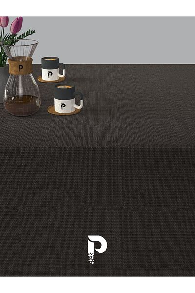 Perle Anthracite Color Linen Textured Tablecloth