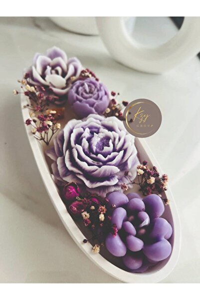 kzygroup Ev dekorasyon kayık tabak çiçek bahçesi mumluk set