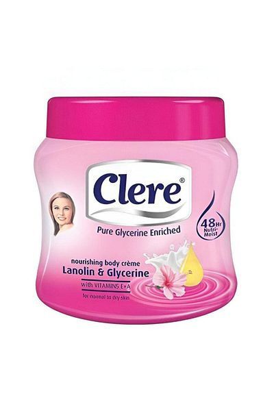 Clere Clear Body Moisturizing Cream with Lanolin and Glycerin - 500 ml