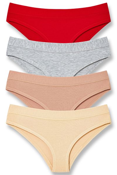 HNX Γυναικεία εσώρουχα 4 τεμαχίων Cotton Piping Slip