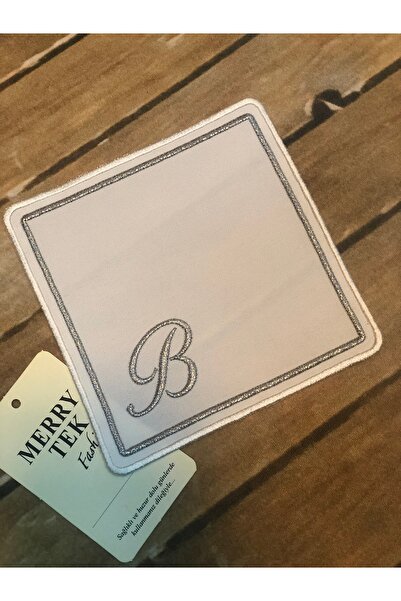 MERRY TEK B Harfli kokteyl kahve yanı peçetesi gümüş beyaz