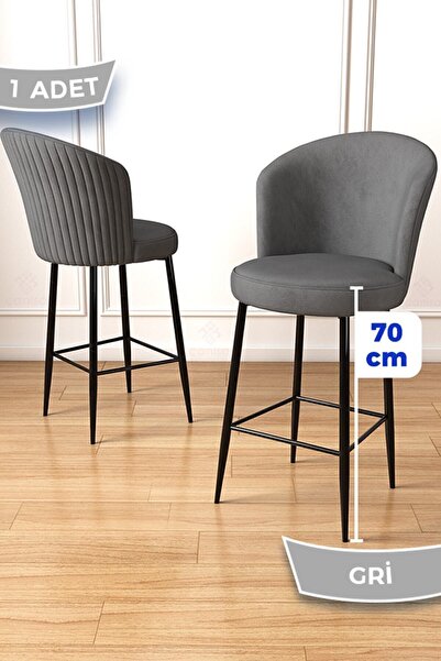 Canisa Fora Serisi 1 Adet Ada Mutfak Sandalyesi Babyface Kumaş Gri Bar Sandal...