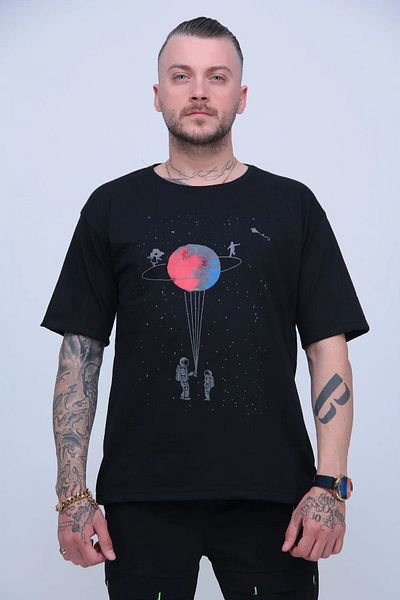 Frisson Unisex Saturn Printed Oversize Tshirt