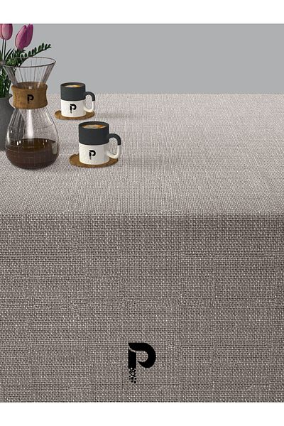 Perle Light Gray Linen Textured Tablecloth