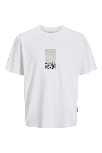 Jack & Jones Jack Jones Men's White Large Size T-Shirt - Ss Cre Pls, Photo Branding, 12278555 -01