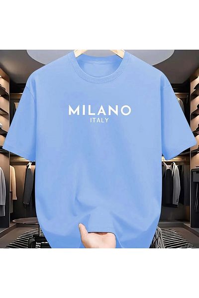 NO 601 Μπλουζάκι Unisex Baby Blue Milano Italian printed Oversize
