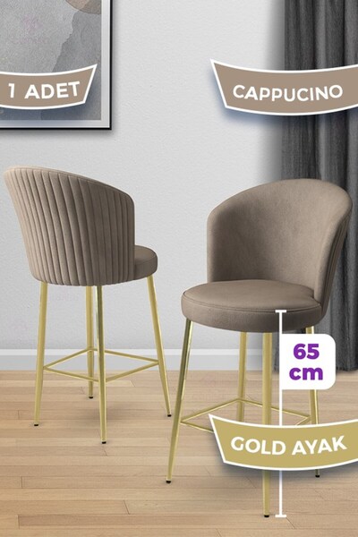 Canisa Alte Serisi 1 Adet Babyface Kumaş 65 cm Gold Kaplama Ayaklı Cappucino ...