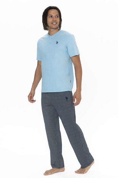 U.S. Polo Assn. ΒΑΣΗ. Πόλο 100% βαμβάκι, μπλουζάκι με λαιμόκοψη με κουμπιά, σετ πιτζάμες με σχέδια