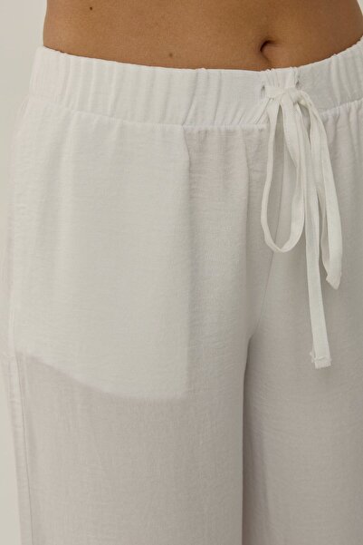 Hiccup Pantaloni cu croială relaxată cu aspect de in, cu talie elastică