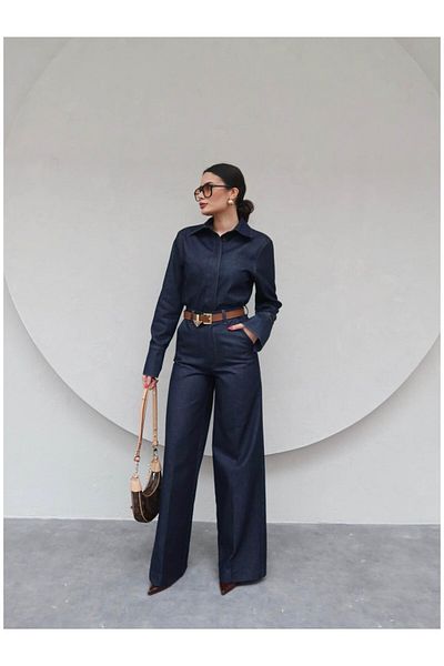 Lady Pixie Women's Padded Denim Shirt Pants Set
