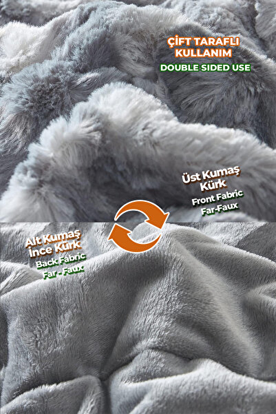 Evlen Home Collection Fur Quilt Double (Sided) Personality Sleeping Set Soft Filled Wellsoft Plush 3 Pieces Mias