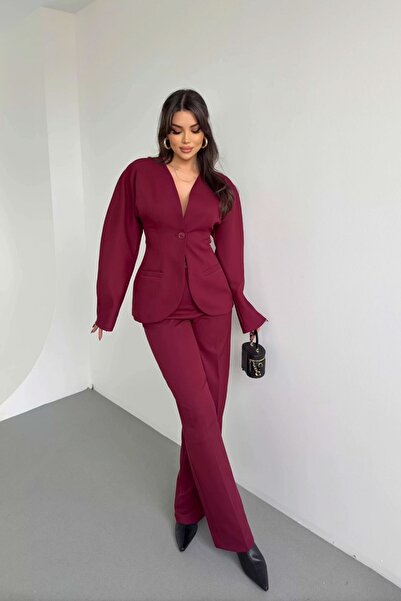 fmnbutik Pinterest - Egyenértékű design blézer, Palazzo Pants kétrészes, stílusos trendkészlet