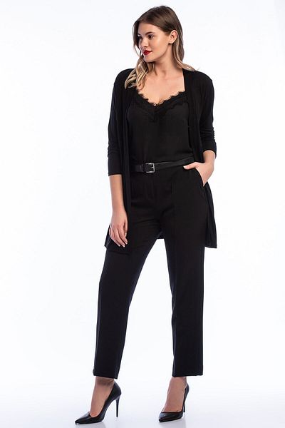 Şans Women's Black Pocketed Classic Trousers 65N12065