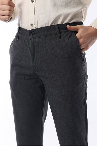 İDS COLLECTİON Pantaloni Ids pentru bărbați, de culoare antracit, cu croiala dreaptă, de calitate, flexibili, până la gleznă