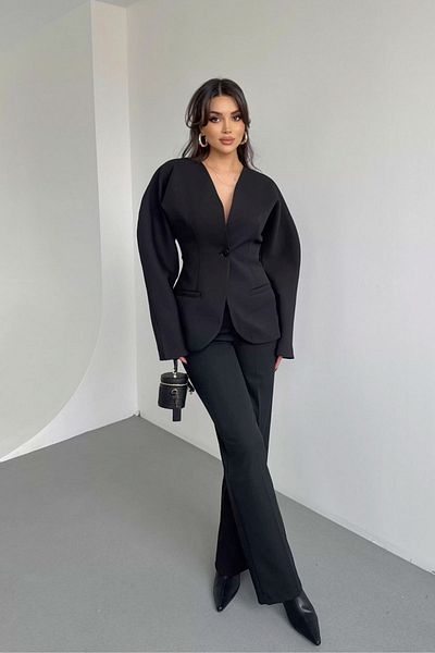 fmnbutik Pinterest - Equivalent Design Blazer, Palazzo Pants Double Stylish Trend Set